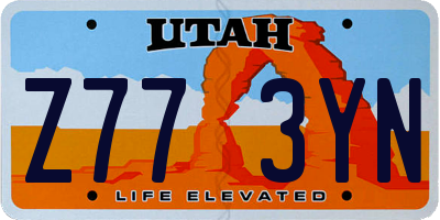 UT license plate Z773YN