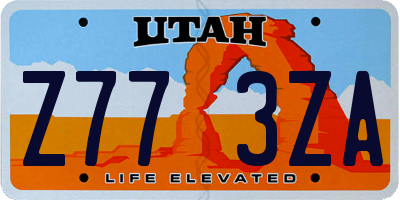 UT license plate Z773ZA