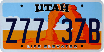 UT license plate Z773ZB