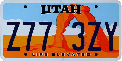 UT license plate Z773ZY