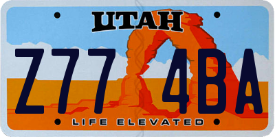 UT license plate Z774BA