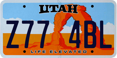 UT license plate Z774BL