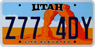 UT license plate Z774DY