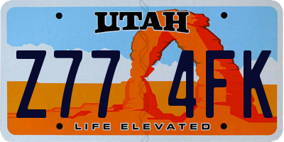 UT license plate Z774FK