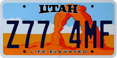 UT license plate Z774MF