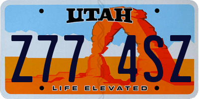 UT license plate Z774SZ