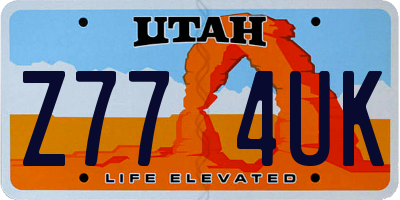 UT license plate Z774UK