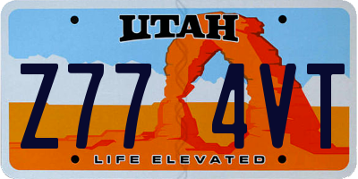 UT license plate Z774VT