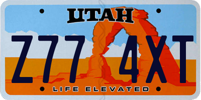 UT license plate Z774XT