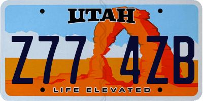 UT license plate Z774ZB