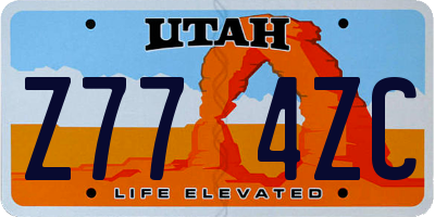 UT license plate Z774ZC