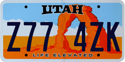 UT license plate Z774ZK