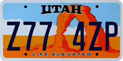 UT license plate Z774ZP