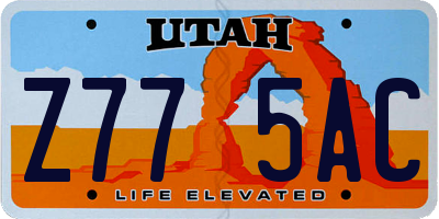 UT license plate Z775AC