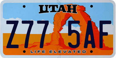UT license plate Z775AF