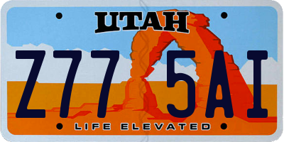 UT license plate Z775AI