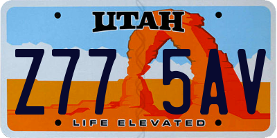 UT license plate Z775AV