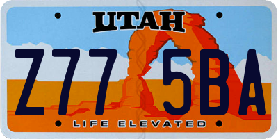 UT license plate Z775BA