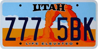 UT license plate Z775BK