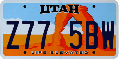 UT license plate Z775BW