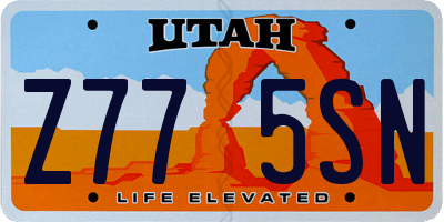 UT license plate Z775SN