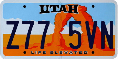 UT license plate Z775VN