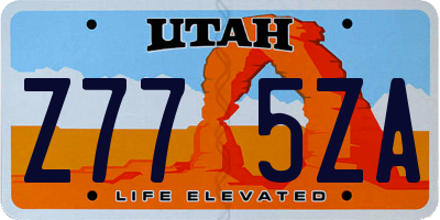 UT license plate Z775ZA