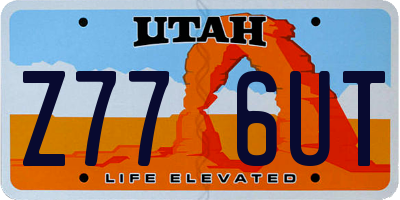UT license plate Z776UT