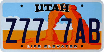 UT license plate Z777AB