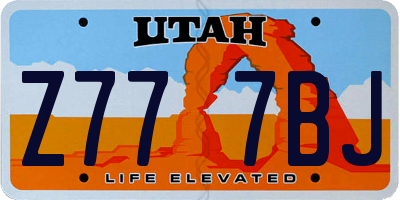 UT license plate Z777BJ