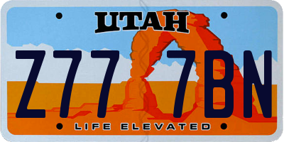 UT license plate Z777BN