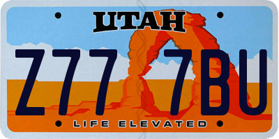 UT license plate Z777BU
