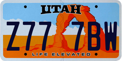 UT license plate Z777BW