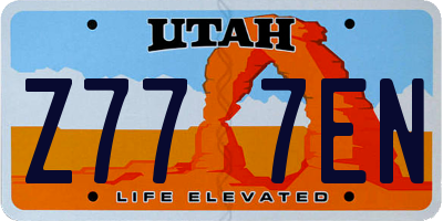 UT license plate Z777EN