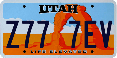 UT license plate Z777EV