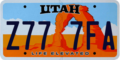 UT license plate Z777FA