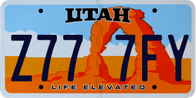 UT license plate Z777FY