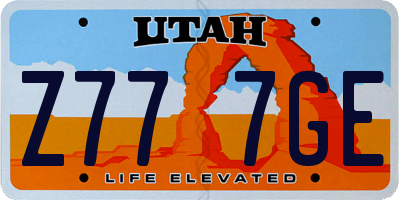 UT license plate Z777GE