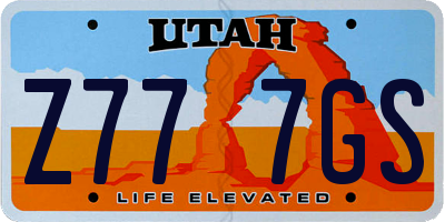 UT license plate Z777GS