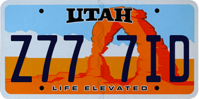 UT license plate Z777ID