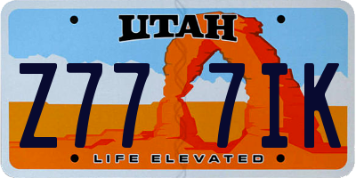 UT license plate Z777IK