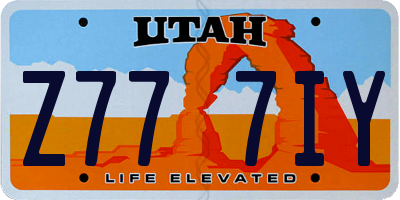 UT license plate Z777IY