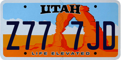 UT license plate Z777JD