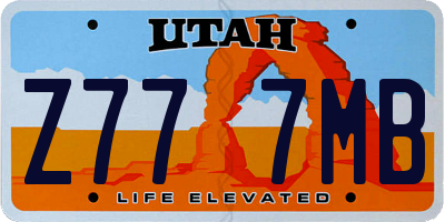 UT license plate Z777MB