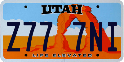 UT license plate Z777NI