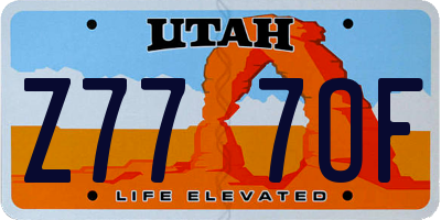 UT license plate Z777OF