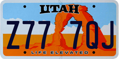 UT license plate Z777QJ
