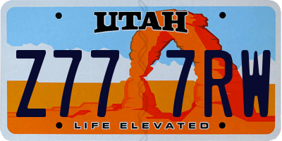UT license plate Z777RW