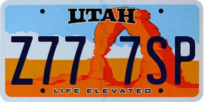 UT license plate Z777SP