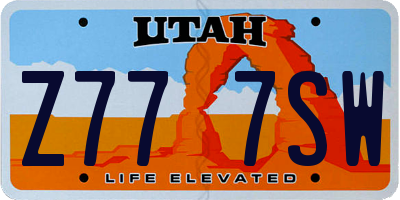 UT license plate Z777SW